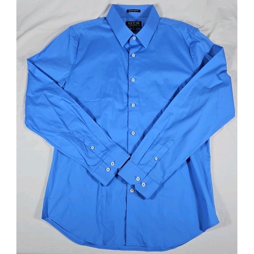 One Tough Brand Extra Slim Fit Long Sleeve Button‎ Up Shirt XL 17-17.5 Blue